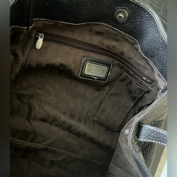 Furla Pebbled Leather Bucket Bag Black - Picture 12 of 15